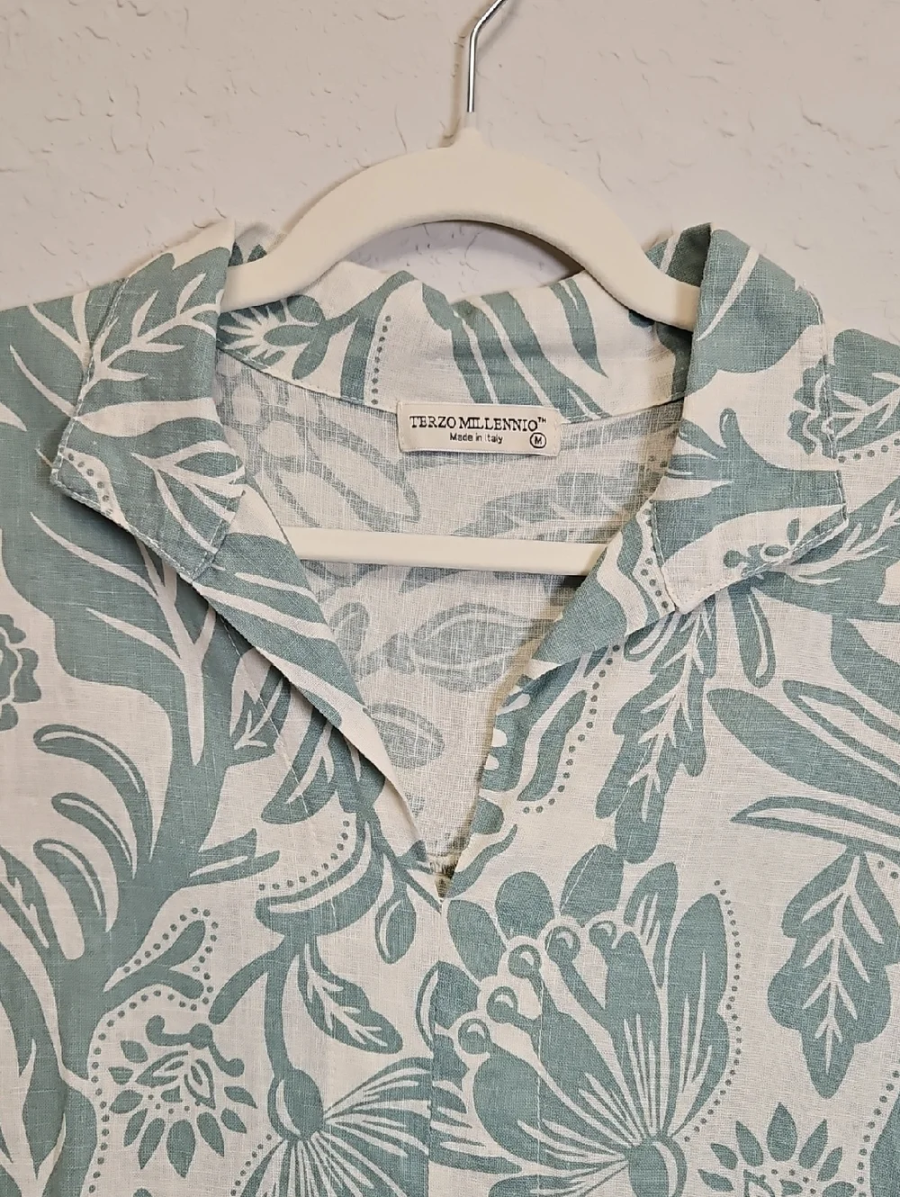 Terzo Millennio Linen Blend Floral Tunic Dress, Size Medium, Made In Italy